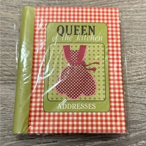Queen of the Kitchen Mini Address Book | Retro Plaid Recipe-Themed Organizer